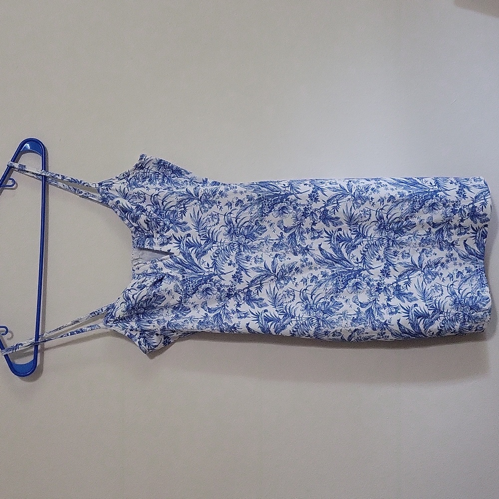 SHEIN White and Blue Floral Mini Dress